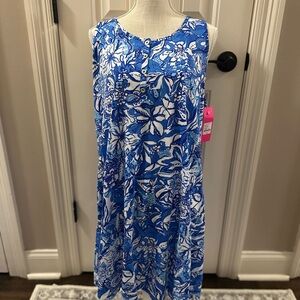 Lilly Pulitzer Lela Henley Tank Dress in Blue Tang Flocking Fabulous